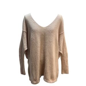 Free People Oversized V Neck Sweater Wool Blend Pink Boho Womens S